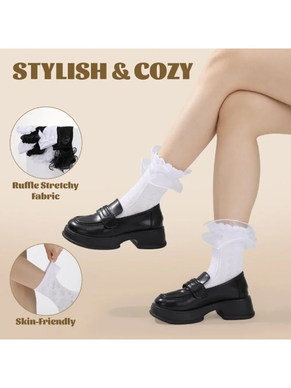 Cute Lace Ruffle Crew Socks | Frilly Princess Dress Socks for Girls